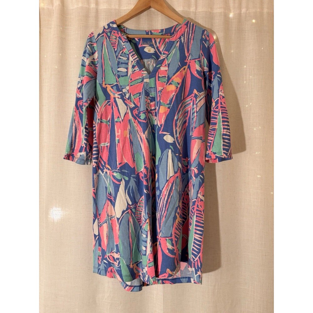 Lilly Pulitzer 3/4 Sleeve Summer Beach Travel Vacation Dress Cover-Up, Size S